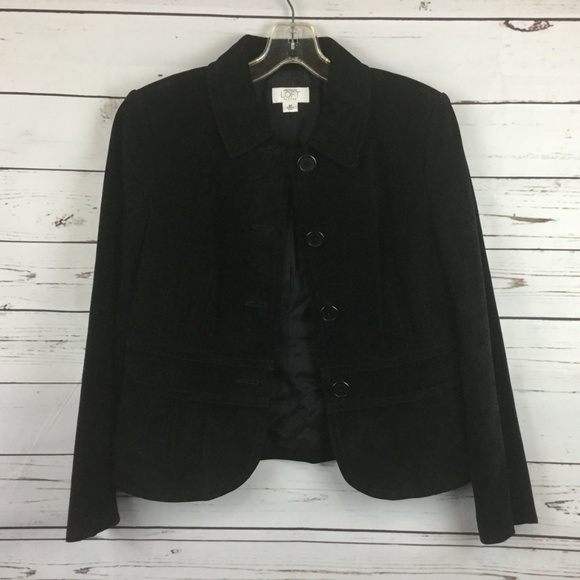 Loft Black Suede Leather Jacket, Size 8P - Picture 7 of 8